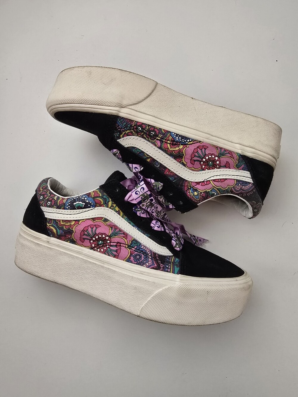 Vans OId Skool Stackform Paisley Floral Sneakers Womens Platform US Size 7.5 - Picture 7 of 16